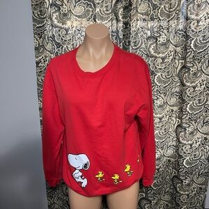 Peanuts Snoopy and Woodstock Red Crewneck Sweatshirt XL